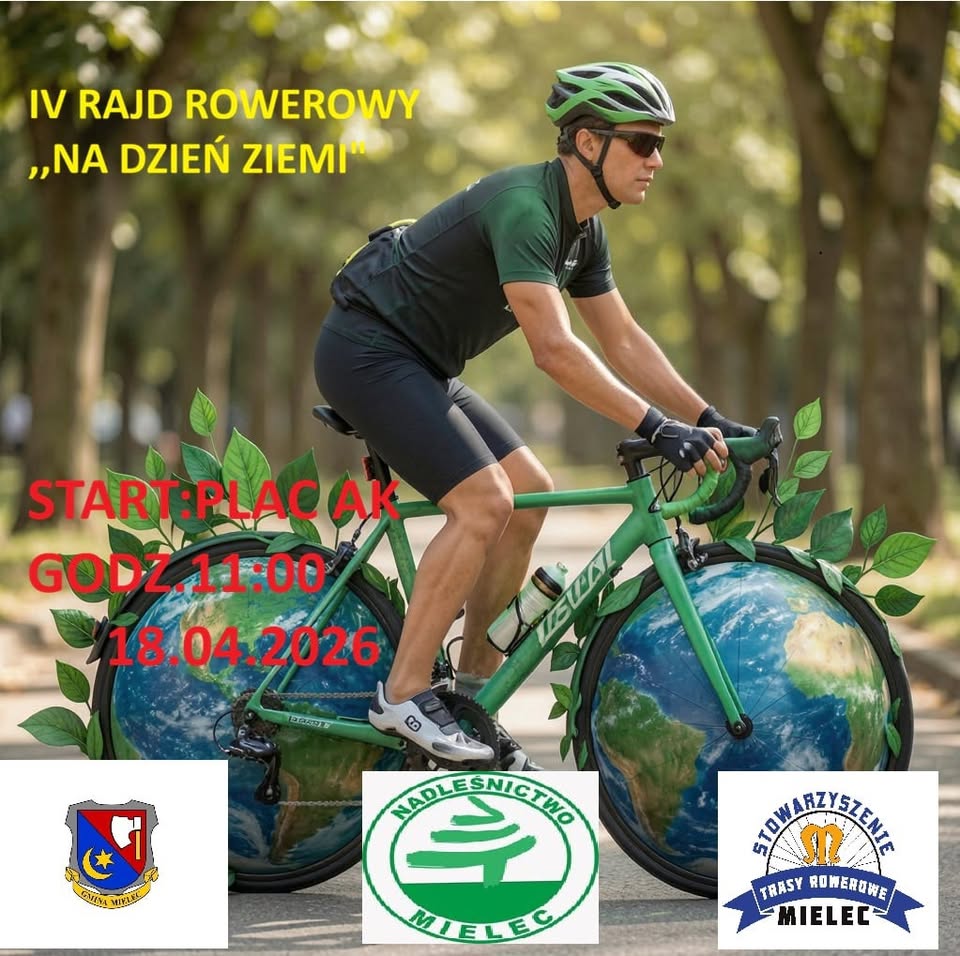 Plakat informacyjny do wydarzenia IV Rajd rowerowy na Dzień Ziemi