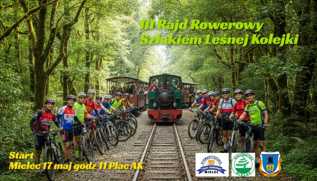 Plakat informacyjny dotyczący III Rajdu Rowerowego Śladem Leśnej Kolejki