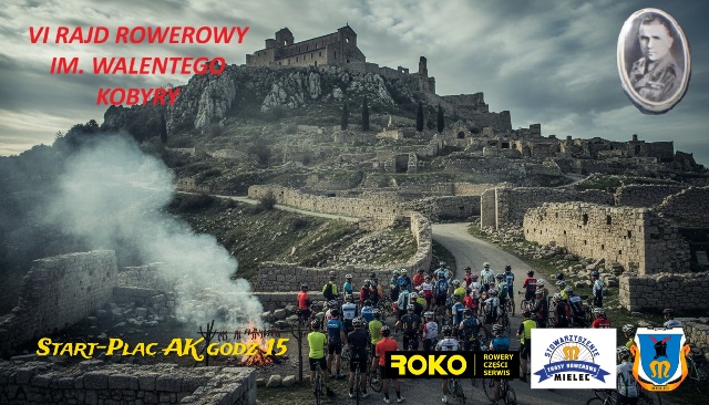 Plakat informacyjny dotyczący VI Rajdu Rowerowego im. Walentego Kobyry