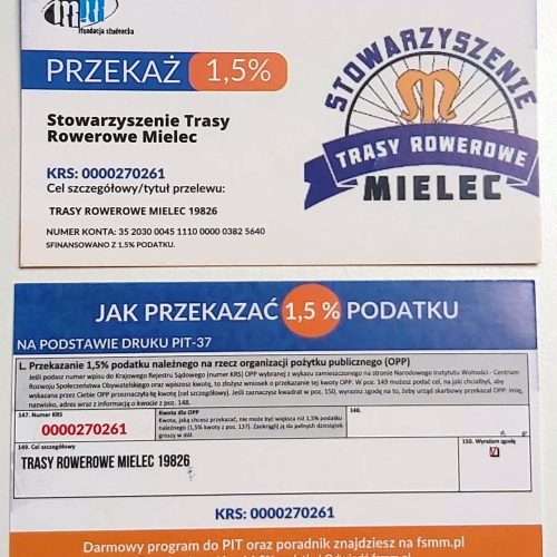 Jak przekazać 1,5% podatku dla Stowarzyszenia Trasy Rowerowe Mielec